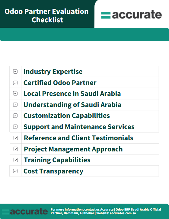 Odoo partner evaluation checklist