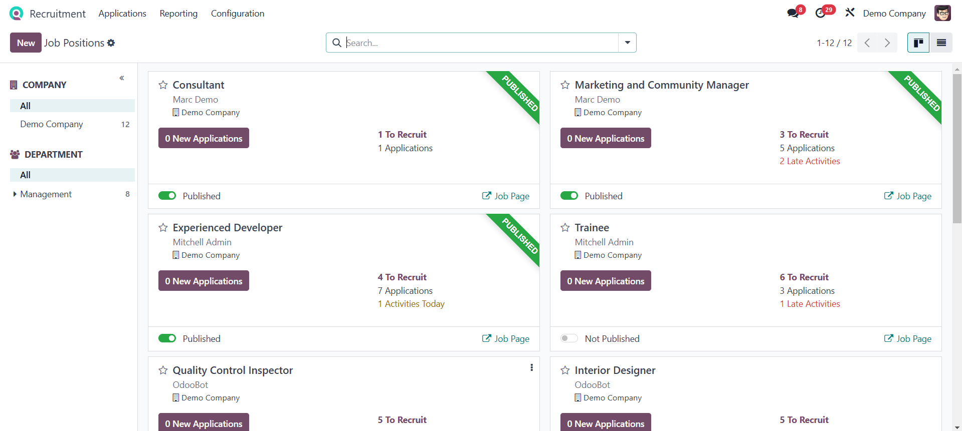 Recruitment feature in Odoo's HR module Odoo HR Module - Recruitment Feature